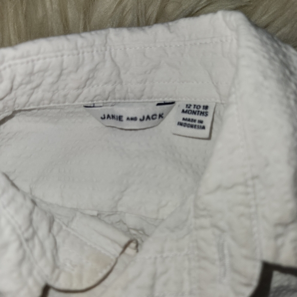 Janie & Jack seersucker boys outfit with tan shoes (12-18mos) - Picture 4 of 7